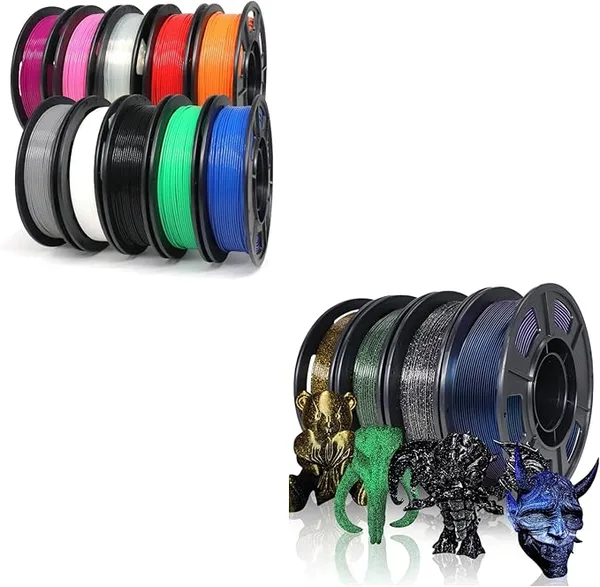 Yousu YOUSU 3D Printer Filament Galaxy PLA Filament,PLA Plus Filament Bundle 10x250g, 10 Pack 2.5KG PLA+ Sample 3D Printer Filament, 3D Printing Multi Pack Filament