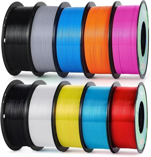 Yousu YOUSU PETG 3D Printer Filament 10 Pack 1kg Spools, Dimensional Accuracy +/-, Moisture & Chemical Resistant, Clog-Free Tangle-Free, Fit Most FDM Printers for Makers & Print Farms