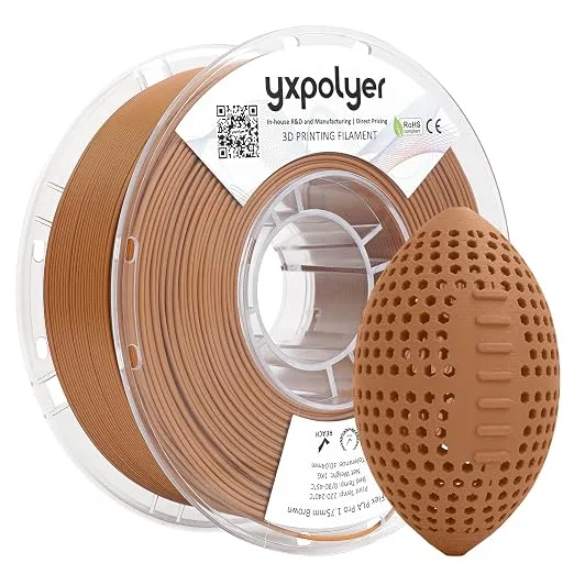 YXPOLYER YXPOLYER Flexible PLA Food-Grade 92A Soft PLA 3D Printer Filament 1KG for Printing Dog Chew Toys and Highly Elastic Bouncy Airless Basketball Pet Ball, Brown