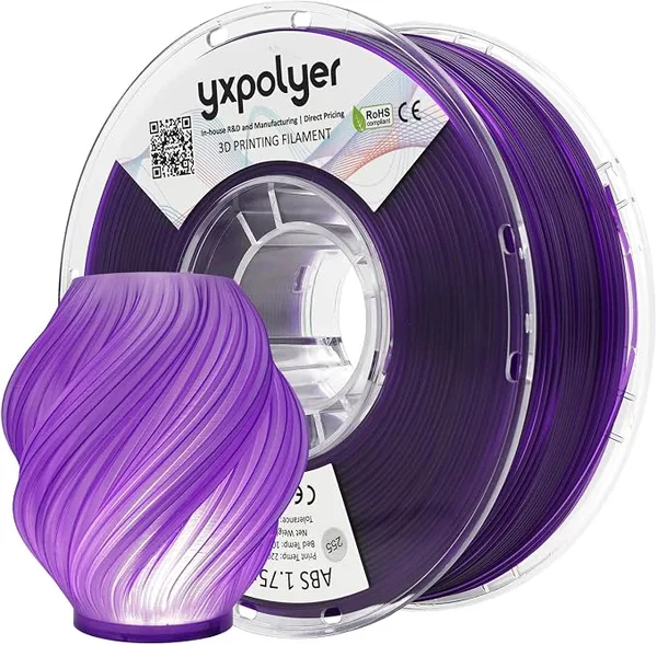 YXPOLYER YXPOLYER ABS Filament Low Odor ABS+ 3D Printing Transparent Violet 1kg