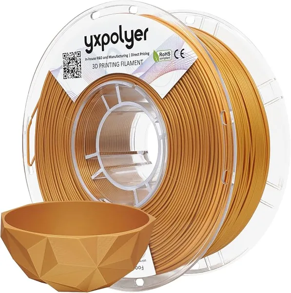 YXPOLYER YXPOLYER Food Grade Matte Gold PLA Filament 1kg, Food Safe PLA+ High Speed 3D Printing, AMS-Compatible Gold for Christmas Tree Ornaments and 3D Printed Tableware