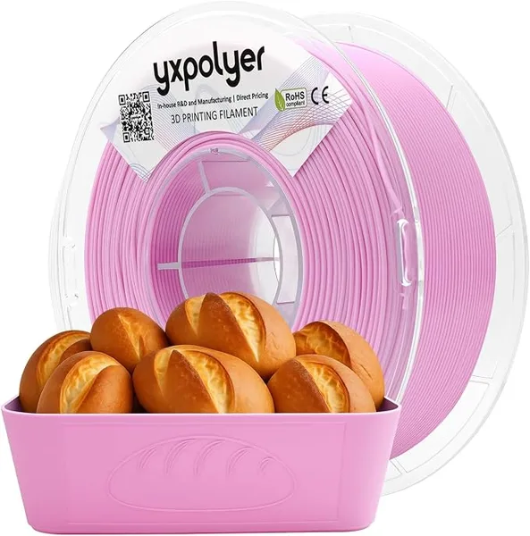 YXPOLYER YXPOLYER PLA Filament Food Grade 1kg for 3D Printing, Food Safe 3D Printer Filament AMS-Compatible, Pastel Pink