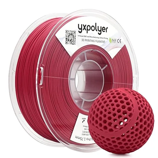 YXPOLYER YXPOLYER Flexible PLA Filament Red Flex PLA Pro 1kg Soft PLA 92A 3D Printer Filament for Bouncy Airless Basketball and Food Safe Food-Grade Stretchy Pet Chewy Toy