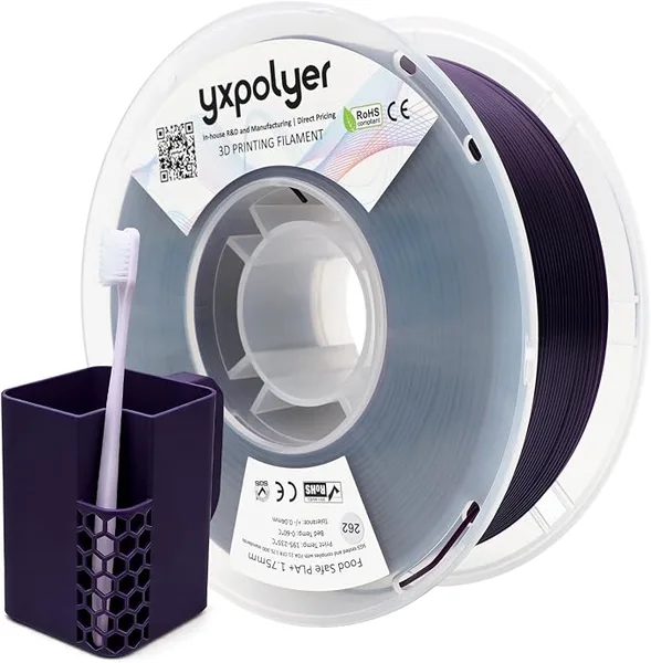 YXPOLYER PLA Plus Filament, Dark Plum Purple, SGS-Tested FDA-Compliant Food-Contact PLA Material, AMS-Compatible, Low Odor, Tougher Than Standard PLA, High-Speed 3D Printer Filament, 1kg Spool