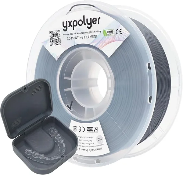 YXPOLYER YXPOLYER PLA Filament PLA Plus Food-Grade 1kg, Food Safe AMS-Compatible 3D Printing Filament Odor-Free for Home Use 3D Printer, Graphite Gray
