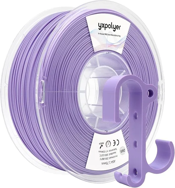 YXPOLYER ASA Filament Lavender Purple 1KG, UV & Weather & Heat Resistant 3D Printer Filament, High Speed and Easy Printing AMS-Compatible for Bambu Lab 3D Printer with Default ASA Settings