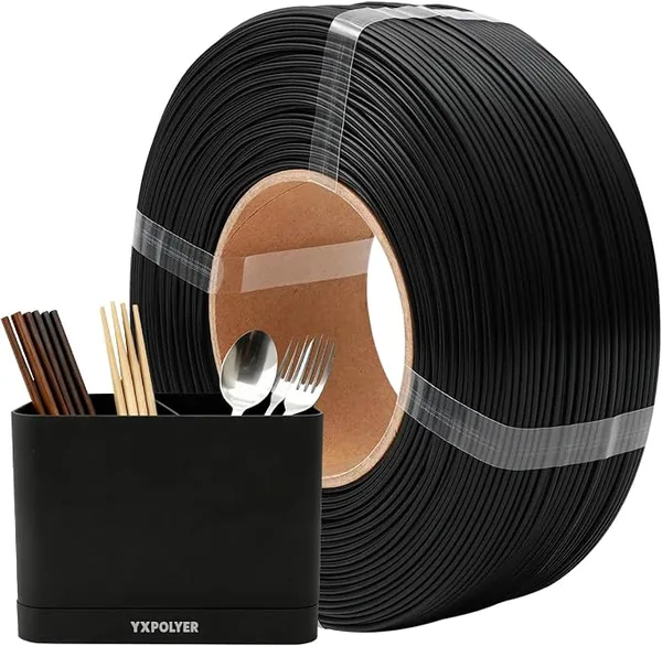 YXPOLYER YXPOLYER Refill PLA Plus Filament Food Grade Black 1kg for FDM 3D Printer |,Food Safe for Pet,Refill Easy Transfer,Beginer-friendly,Low Odor,Matte,Indoor Printing,High Speed,Pre-Dried,Spool-Less