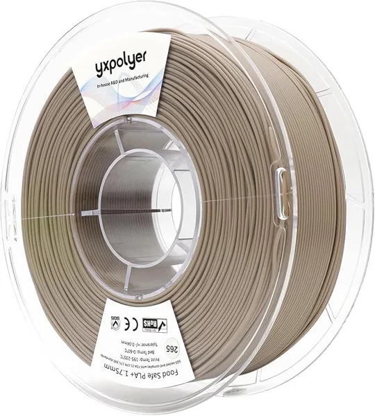 YXPOLYER YXPOLYER PLA Plus 3D Printer Filament Food Grade PLA+ Light Brown 1kg 1.75 | FDA Compliant Food Safe, Beginner-Friendly, Thougher than Regular PLA, AMS Compatible,Easy Printing,FDM Printers