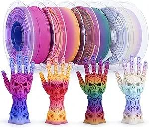 ZIRO ZIRO Matte Fast Color Change PLA 4 Pack Color Gradient Filament Bundle, No-Shine Rainbow PLA Filaments, Fit Most 3D Printers and Pen, 2.2lbs X 4 Spool