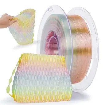 ZIRO ZIRO Fast Color Change TPU Filament, Color Gradient Rainbow Spool, Flexible 3D Printer Filament, Shore 95A Hardness TPU, Soft 3D Printing Material, 1.76lbs Spool, Fit Most FDM Printer, Flex Candy
