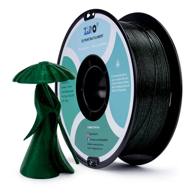 ZIRO ZIRO Glitter Twinkling PLA Filament, Blackish Green